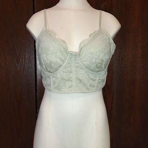 Sage green lace corset top